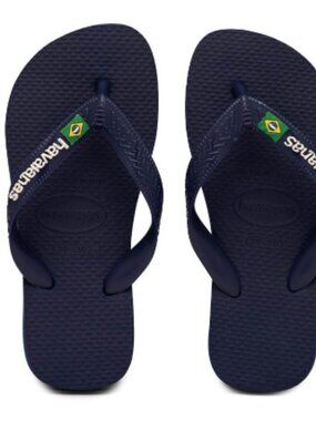 Havaianas Brazil Logo Flip-Flop - Toddler / Little Kid - Navy NWOT Size 23-24